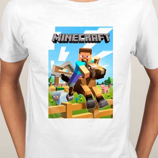 เสื้อยืด เกม Minecraft เสื้อยืดคอกลมแขนสั้นผู้ชาย | เสื้อยืด ชุดลำลอง | เสื้อยืดเกมมิ่ง | แขนสั้น