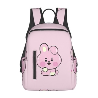 Bt21 Kawaii กระเป๋าเป้สะพายหลัง ใส่หนังสือ 14.7 นิ้ว มีซิป ทนทาน สําหรับนักเรียน เดินทาง กลางแจ้ง