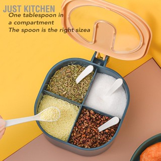 Just Kitchen 4 In 1 ขวดใส่เครื่องเทศ เครื่องปรุง พร้อมช้อน สําหรับตั้งแคมป์กลางแจ้ง บาร์บีคิว