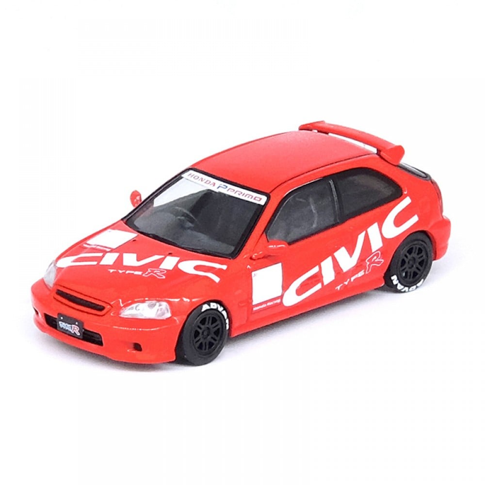 Inno64 IN64-EK9-REDC 1/64 HONDA CIVIC TYPE R EK9 RED W/ CIVIC LIVERY DIECAST SCALE MODEL CAR