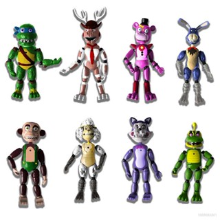 Yb2 โมเดลฟิกเกอร์ลิง FNAF Breach Freddy Bonnie 8 ชิ้น สําหรับเด็ก ตกแต่งบ้าน BY2