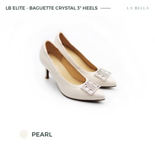 LA BELLA รุ่น LB ELITE BAGUETTE CRYSTAL 3 HEELS  - PEARL