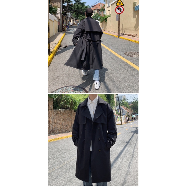 Korean style Spring Trench Coat Male Streetwear Windbreaker Trenchcoat Men Solid Business Casual Loose Long Overcoat 3TH #4