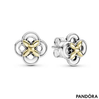 (พร้อมส่ง)*New*Pandora Two-tone Flower Stud Earrings