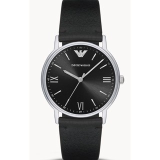 Emporio Armani Mens Three-Hand Black Leather Watch AR11012 AR11013-41mm