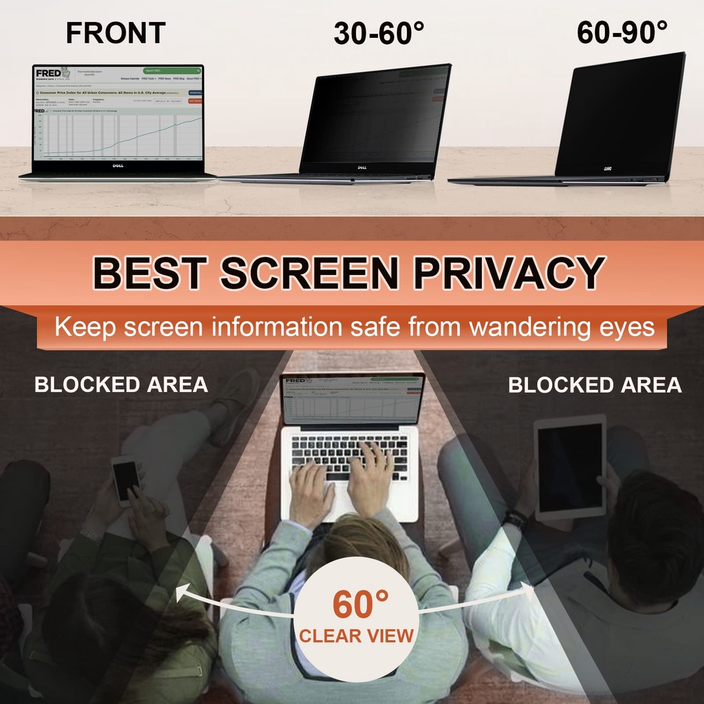 แล็ปท็อปป้องกันหน้าจอความเป็นส่วนตัวกรอง Privacy Filter 16: 9 ฟิล์มป้องกันสายลับ 13.3 14 15.6 21.5 24" HP Dell ASUS