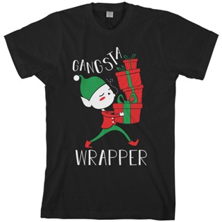 Tee ขายดี เสื้อยืด พิมพ์ลายซานตาคลอส เอลฟ์ คริสต์มาส Gangsta Wrapper GNfbdp81HHddjf95 สําหรับผู้ชาย