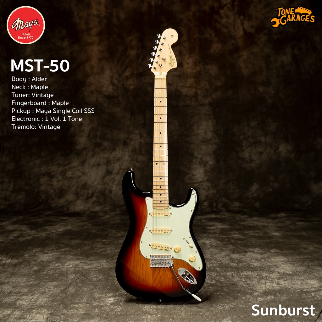 Maya Guitar MST-50 กีต้าร์ไฟฟ้า มายา ทรง Strat SSS สี Sunburst (3TS)