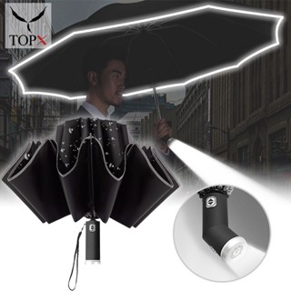 Fully Automatic Umbrella LED Folding Rainproof Windproof Top Grade Durable Business Adjustable Angle Widened Portable Pa