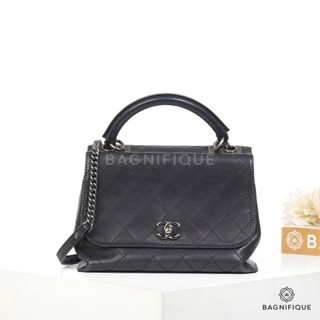 CHANEL FLAP 10 NAVY CALF SKIN RHW