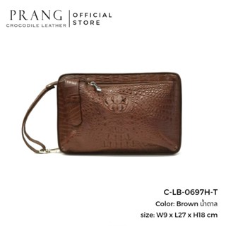 Prang Crocodile Leather Men Clutch Bag กระเป๋าถือผู้ชาย คลัทช์ผู้ชาย หนังจระเข้ C-LB-0697H-T