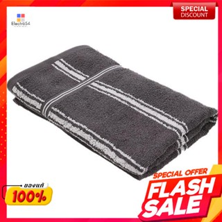 ผ้าขนหนู ขนาด 27 x 54 นิ้ว พื้นสีเทาริ้วขาวTowel size 27 x 54 inches, gray background with white stripes.