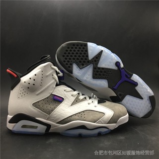 Air Jordan 6 "Flint" รองเท้าบาสเก็ตบอล สีขาว ดํา อินฟราเรด 23-Dark Concord CI3125-100 GZVP