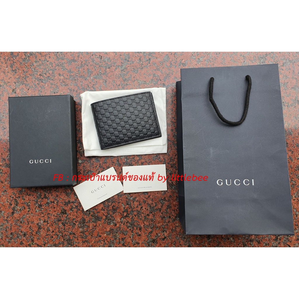 กระเป๋าสตางค์ GUCCI Men's Black Microguccissima GG Logo Leather Bifold Wallet ของใหม่ มีใบเสร็จ ครับ