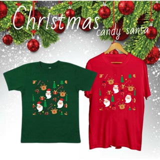 เสื้อยืด ผ้าฝ้าย พิมพ์ลายคริสต์มาส CANDY SANTA COMBED 30S สําหรับเด็ก ผู้ใหญ่ ครอบครัว