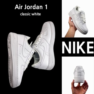 （ยิงจริง）Nike Air Jordan 1 Low classic white สีขาวคลาสสิค ของแท้100%💯รองเท้าผ้าใบ รองเท้า รองเท้าวิ่ง รองเท้า nike-1