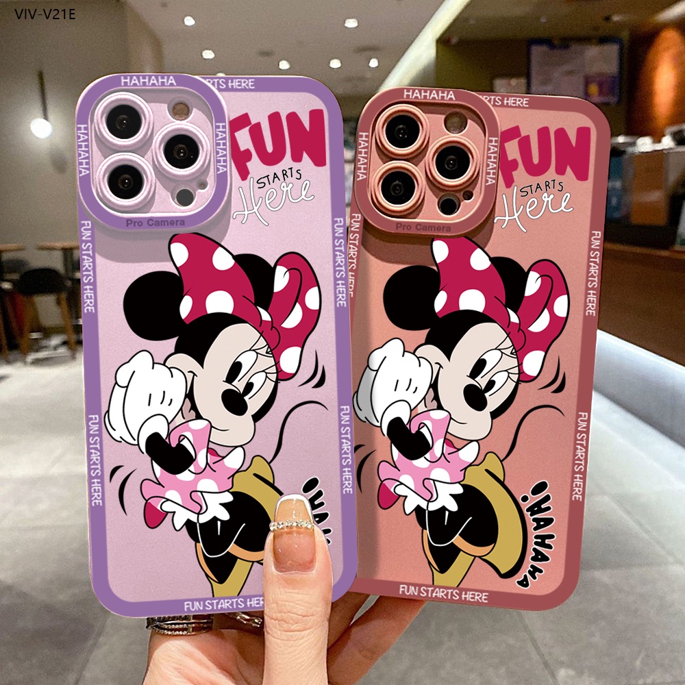 VIVO V21E V21 V20 S1 SE Pro 2021 5G เคสวีโว่ สำหรับ Case Cartoon Minnie Mouse เคสโทรศัพท์ Angel Eyes