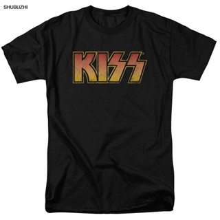 ผู้ชาย T เสื้อ KISS Classic โลโก้ Rock Band เพลงตลกเสื้อยืด Novelty Tshirt แฟชั่นผู้ชายเสื้อยืดผ้าฝ้ายยี่ห้อ Teeshirt