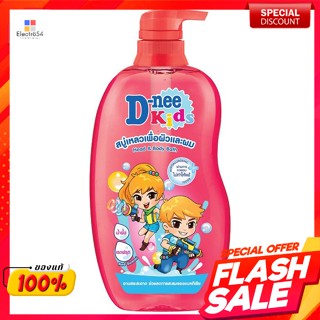 ดีนี่ คิดส์ สบู่เหลวเพื่อผิวและผม กลิ่นเรด กัมมี่ 600 มล.D-nee kids liquid soap for skin and hair, red gummy scent, 600