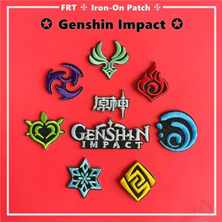 ☸ Genshin Impact - แผ่นรีดติดเสื้อ ☸ แผ่นแพทช์รีดติดเสื้อ ลาย Pyro / Hydro / Anemo / Electro / Dendro / Cryo / Geo DIY 1 ชิ้น