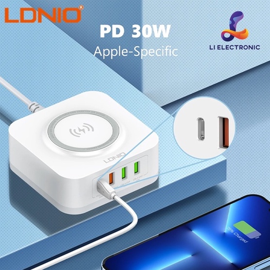 ของแท้100% LDNIO รุ่น AW004 ที่ชาร์จไร้สาย ดีไซน์ใหม่ที่ชาร์จไร้สายมาพร้อม ช่องUSB QC3.0+Type-C PD 32W