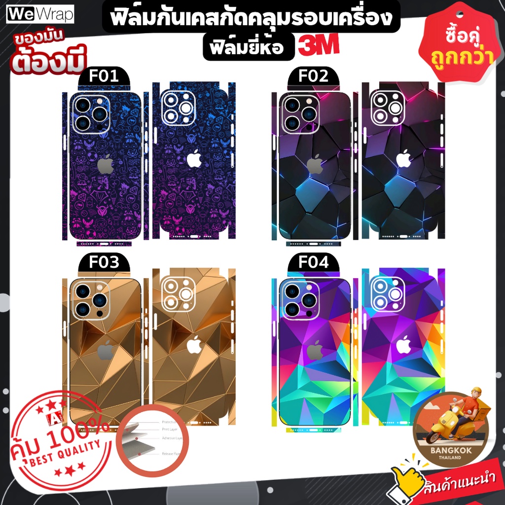 ฟิล์มกันรอยด้านหลัง+ขอบข้าง+บนล่าง กันเคสกัด 3M Wrap สำหรับ iPhone ,samsung.oppo,vivo ,mi,redmi อีกเยอะ