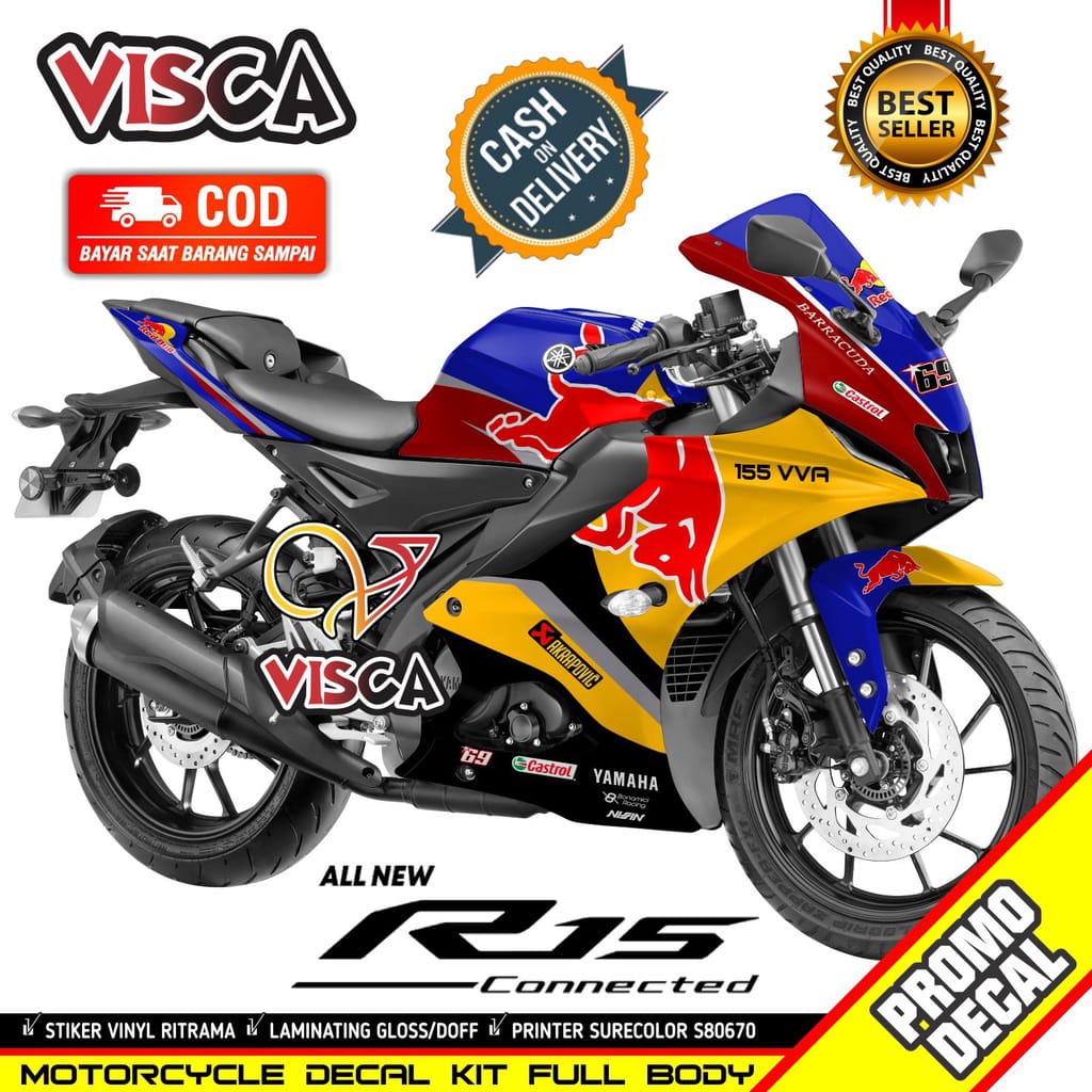 / ชําระเงินปลายทาง Decal R15 V4 Striping R15 V4 Yamaha R15 V4 Redbul สติ๊กเกอร์มอเตอร์ไซค์