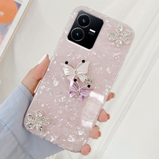 เคส วีโว่ Vivo Y22s Y22 Y35 Y16 Y02S Y77 5G กันกระแทก ลายผีเสื้อสวยงาม สําหรับ เคสโทรศัพท์ Vivo Y22 Y35 4G 2022