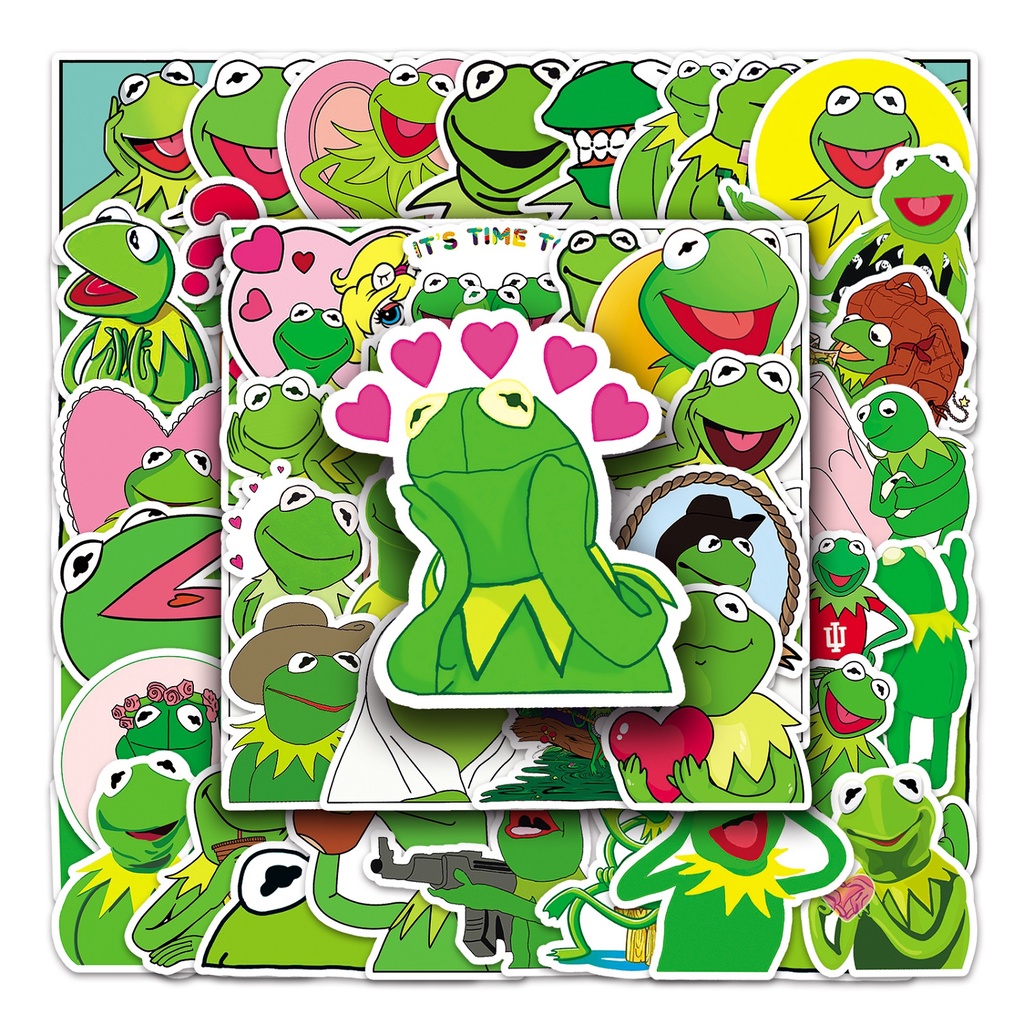 เซซามีสตรีท (芝麻街)KAWS กบเคอร์มิท Sesame Street  sticker สติกเกอร์กันน้ำรูปแบบที่แตกต่างกัน 50ชิ้น Kermit the Frog