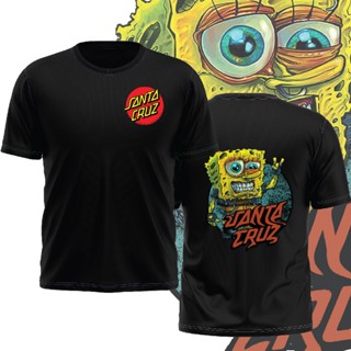 เสื้อยืดผ้าฝ้าย สินค้าขายดี เสื้อยืด ผ้าฝ้าย 100% พิมพ์ลาย SANTA CRUZ SPONGEBOB ไซซ์ XS - 5XL สําหรับผู้ชาย และผู้หญิง