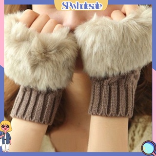 (SPwholesale) ถุงมือ ผ้ากํามะหยี่ขนนิ่ม สีพื้น แฟชั่นฤดูใบไม้ร่วง ฤดูหนาว สําหรับสุภาพสตรี 1 คู่