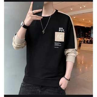 เสื้อแขนยาวผู้ชายเสื้อยืดผู้ชายเรียบง่ายสวมใส่สบายๆ