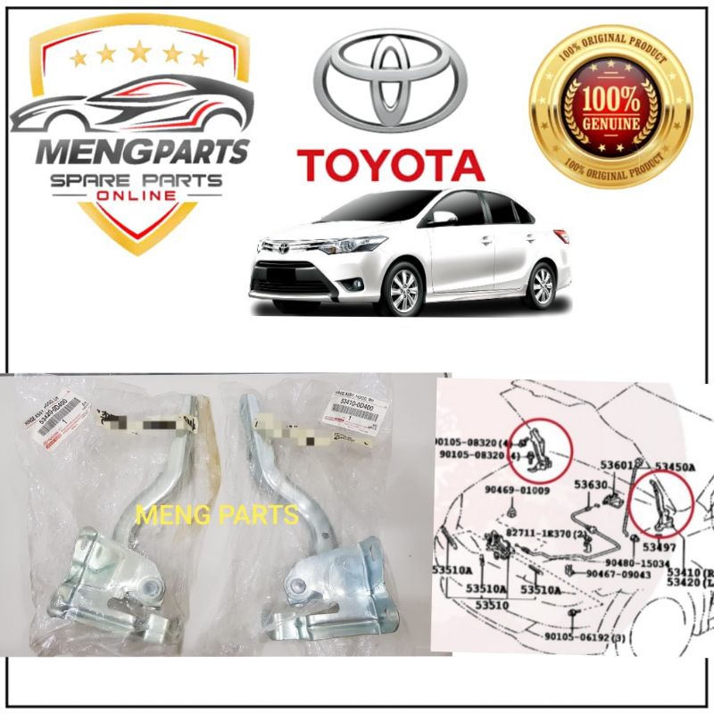 TOYOTA VIOS NCP150 & NSP151 2013Y-2019Y FRONT BONNET HINGE RH- 53410-0D400 LH- 53420-0D400