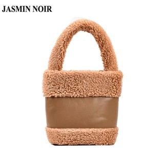 Jasmin NOIR กระเป๋าถือ กระเป๋าสะพายไหล่ หนัง PU ขนเฟอร์ เรียบง่าย สําหรับสตรี