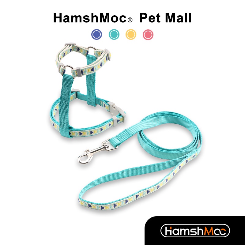 HamshMoc สายรัดแมวดอกไม้และชุดสายจูงปรับสายรัดสัตว์เลี้ยงไนลอนสายจูงแมวนุ่มสําหรับลูกแมวลูกสุนัขกระต่ายสุนัข