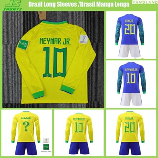 เสื้อกีฬาแขนยาว ลายทีมชาติฟุตบอล Neymar Vini Jr 2022 สไตล์บราซิล