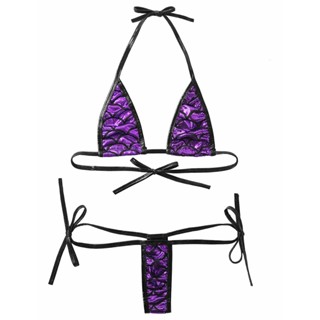 【HODRD】Ladies Bikini Set Sexy Exotic Perspective Cross Bandage Bra Thong Lingerie New【Fashion Woman Men】