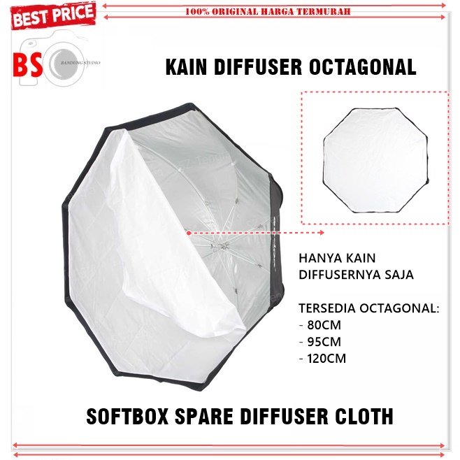 ผ้ากระจายแฟลชแปดเหลี่ยมฝาครอบสีขาวสําหรับซอฟท์บ็อกซ์แปดเหลี่ยม 80 ซม. 95 ซม. 120 ซม