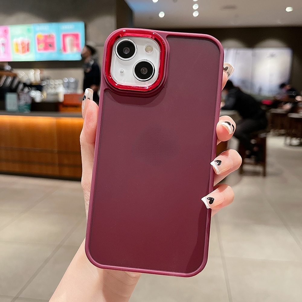 Soft TPU กันชนเคสโทรศัพท์สําหรับiPhone 14 Plus 13 12 11 Pro Maxชุบคีย์และขอบกล้องพลาสติกMatteปกหลังT