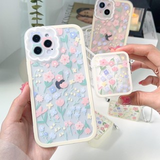 พร้อมส่งในไทย🌷💖 Set Case เคสสำหรับ iPhone case เคสไอโฟน+เคสหูฟัง ขอบกล้องหยักดอกชมพู กล้องหมี เคสคลุมกล้อง 11-13Promax