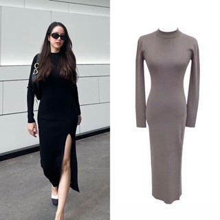 LITAZSTYLE : SORA DRESS ( เทา พร้อมส่ง/ ดำ รอของตามระบบ )