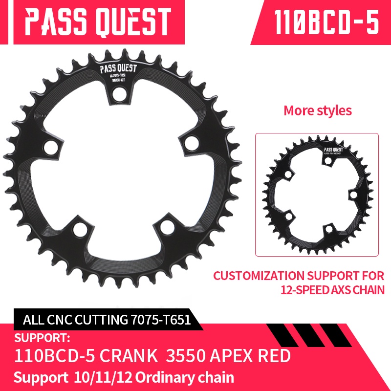 Pass QUEST 110 จานหน้าจักรยาน 5 สลักเกลียว narrow wide 36T 38T 40T 42T 44T 46T 48T 50T 52T 54T 56T 58T สําหรับรถจักรยานเสือภูเขา shimano sram 110 BCD 5