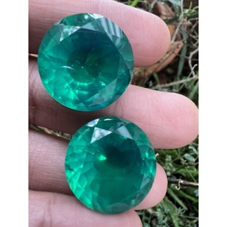 synthetic Lab Doublet Green Emerald Round 20mm- 50cts