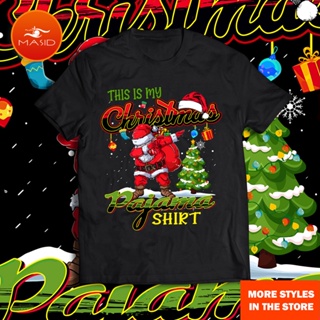 เสื้อยืดผ้าฝ้าย เสื้อยืดคริสต์มาสMerry Christmas 200g weight Upgrade Upgrade cotton man Women New Year Holiday TShirt Wh