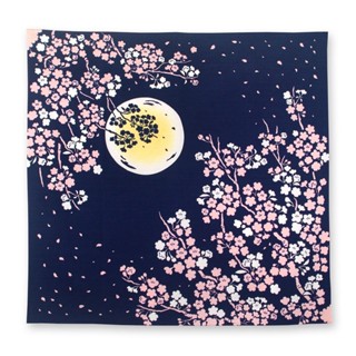 [66688] Size 90x90 - Furoshiki ผ้าห่อ ผ้าญี่ปุ่น : ลายดอกซากุระและแสงจันทร์ (月夜桜, Tsukiyozakura)