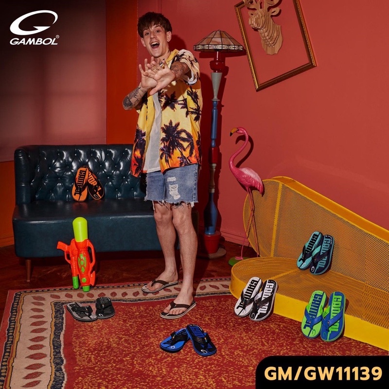 รองเท้าแตะหนีบ รองเท้าแตะ แกมโบล Gambol 11139 ทูโทน สองสี ไซส์ 36-44 - รูปที่ 4