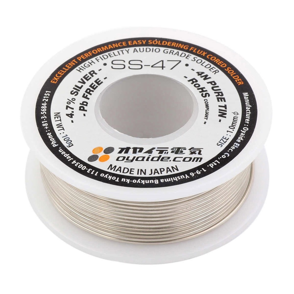 ตะกั่วเงิน OYAIDE SS-47 hi-fidelity solder Pure Silver 4.7% / Pure copper 1.7% ของแท้ แบ่งขายราคาต่อ 1เมตร
