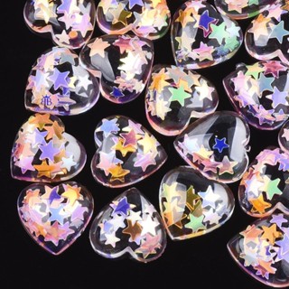 เรซิ่น Cabochons รูปหัวใจที่มีสีสัน 13.5x14x4.5 มม. 20 ชิ้น