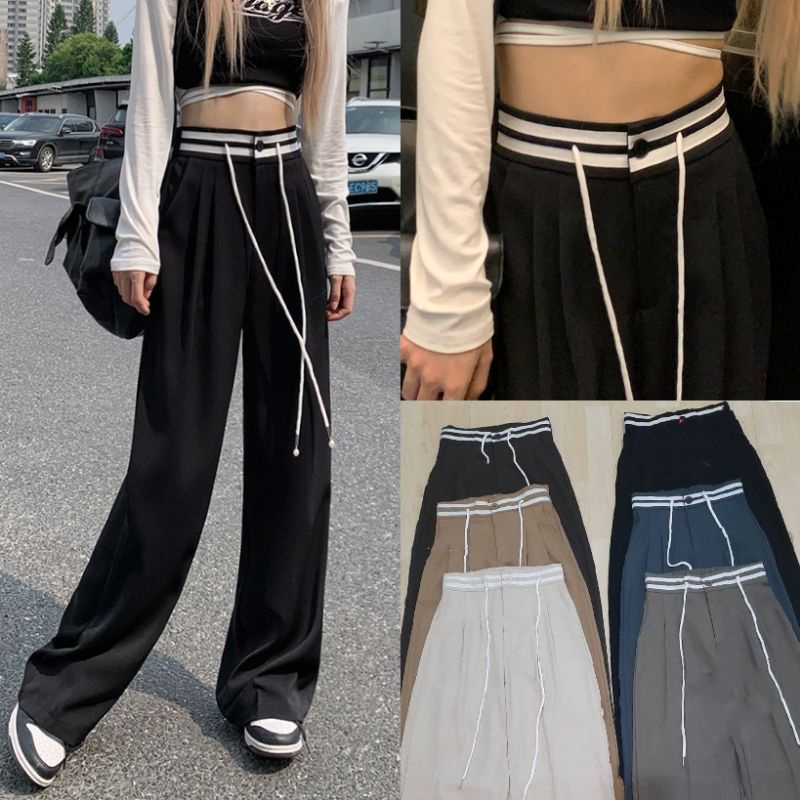 LADY_JEANS #3829#2301(โค้ด LADYJMAY ลด 15%)กางเกงขายาวทรงกระบอก เอวสูง แถบ ผู้หญิง