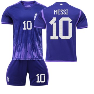 เสื้อกีฬาแขนสั้น ลายทีมชาติฟุตบอล Argentina ทีมเยือน No.10 Messi สําหรับผู้ชาย 2022